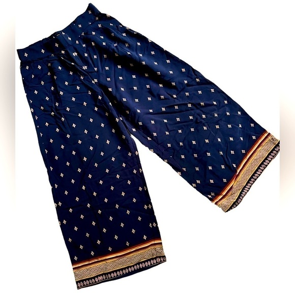A.N.A. (A NEW APPROACH) Navy Blue/Gold Medallion Wide Leg Pants, Size Small, GUC - Picture 1 of 5